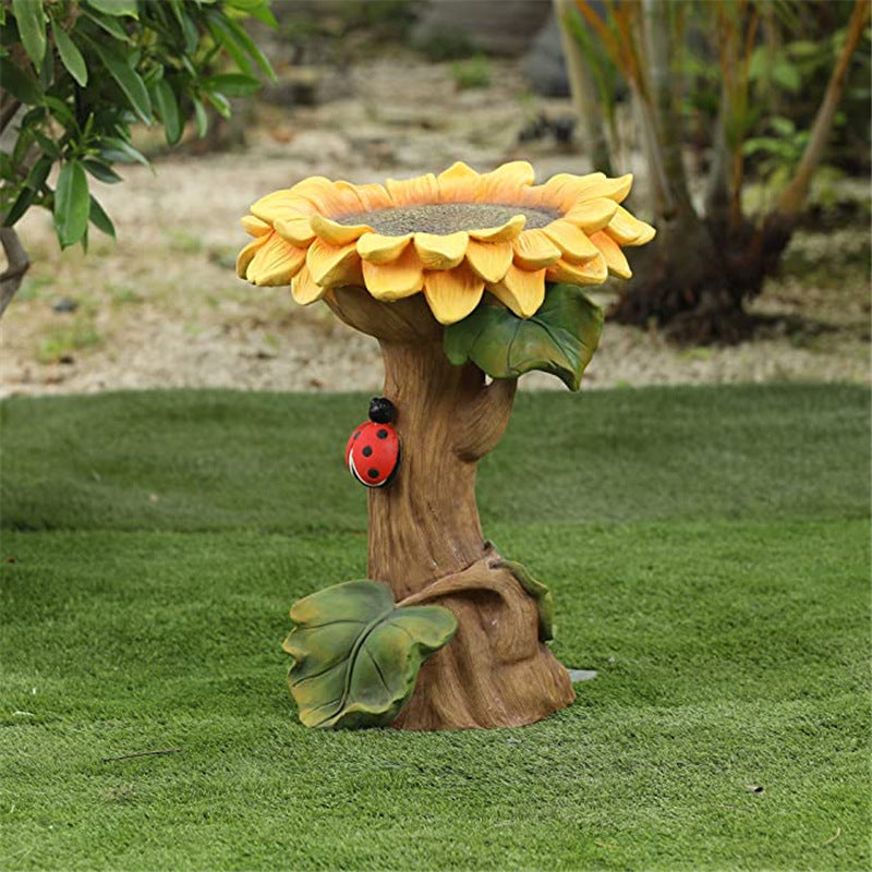 Garden Statue Resin Sunflower Bird Bath Bird Feeders Garden Decoration Accessories