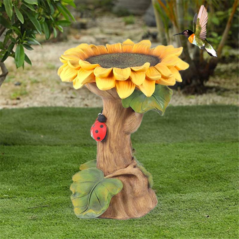 Garden Statue Resin Sunflower Bird Bath Bird Feeders Garden Decoration Accessories